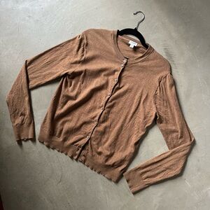 J. Crew Brown Long Sleeve cardigan with crystal buttons